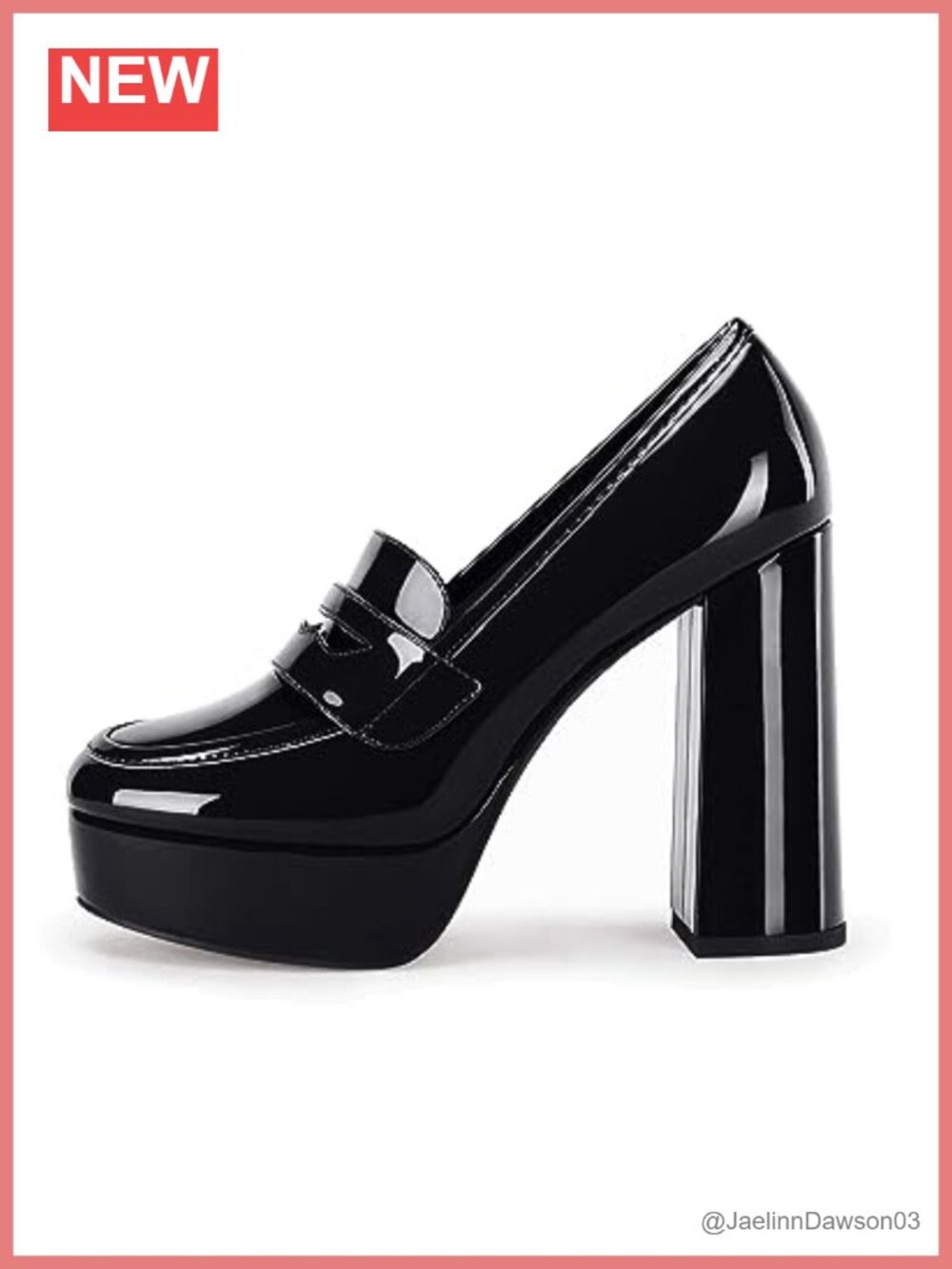 Chunky Platform Heels Loafers Patent Leather Closed Toe Business Dress Pumps